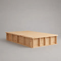 Podestbett aus massivem Kiefernholz, Natur, Liegefläche 140 x 200 cm, Gesamtmaß 206 x 146 x 42 cm